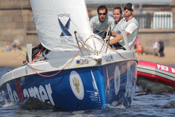 Simone Ferrarese and his crew of Alex Muscat and Ivan Peute during the The EUROSAF Match Racing, European Open Championship photo copyright Elena Razina taken at Yacht Club of Saint-Petersburg and featuring the Match Racing class