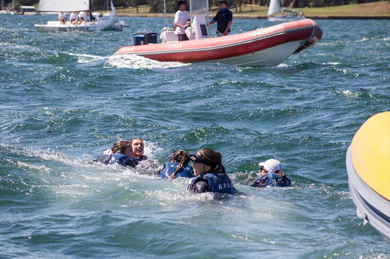 RPAYC victory swim - 2018 Hardy Cup Sydney International Match Racing Regatta photo copyright Darcie C Photography taken at Royal Sydney Yacht Squadron and featuring the Match Racing class