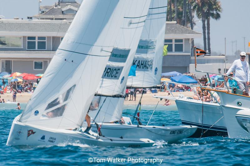 Harry Price Leads Leonard Takahashi off starting line in 2017 Governor's Cup semifinal— both back this year for a rematch photo copyright Tom Walker taken at Balboa Yacht Club and featuring the Match Racing class
