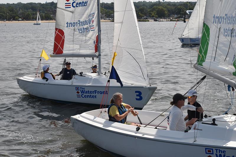 Pauline Dowell and crew racing at the 2017 Clagett-Oakcliff Match Race Clinic and Regatta photo copyright Francis George taken at Sagamore Yacht Club and featuring the Match Racing class