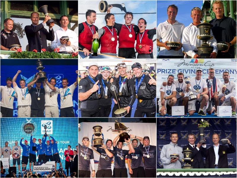 (L- R) Top row - Magnus Holmberg 2001, Phil Robertson 2016, Jesper Radich 2003. Middle row - Ben Ainslie 2009, Torvar Mirsky (AUS) 2017, Ian Williams (GBR) 2015. Bottom row - Taylor Canfield (ISV) 2014, Adam Minoprio (NZL) 2009, Peter Gilmour (AUS) 2004 photo copyright World Match Racing Tour taken at  and featuring the Match Racing class