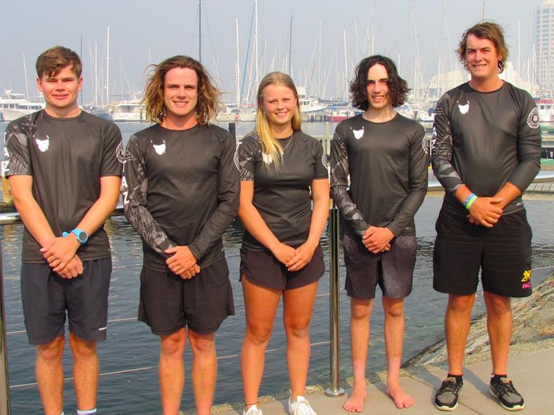 Skipper Will Sargent (second from right) and his team from Hobart's Derwent Sailing Squadron for the Hardy Cup, left to right,  Max Cottier, Ethan Galbraith, Isabella Declerck and Oli Burnell photo copyright Amanda Sargent taken at Royal Sydney Yacht Squadron and featuring the Match Racing class