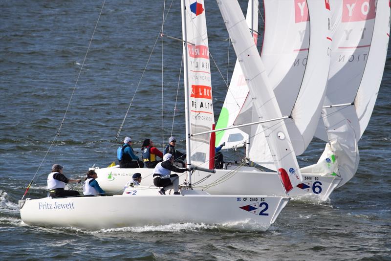 Senfft pressuring Breault's port side - 2019 World Sailing Nations Cup photo copyright Amanda Witherel taken at St. Francis Yacht Club and featuring the Match Racing class