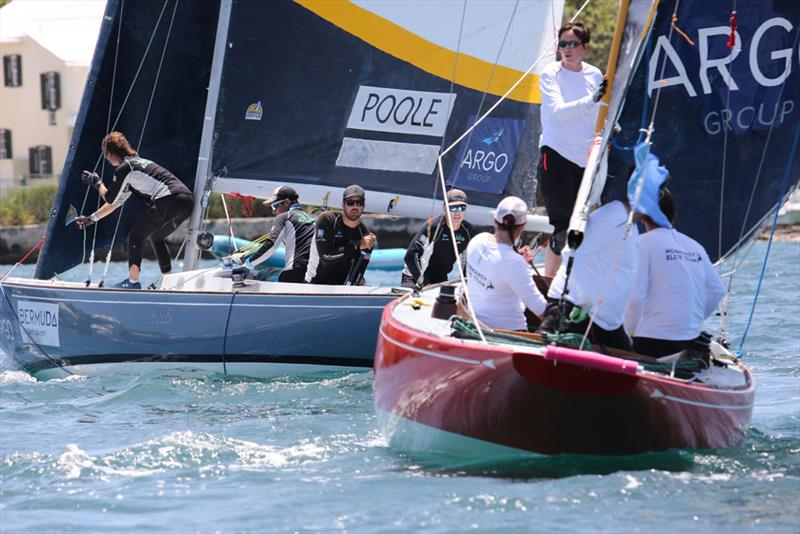 Chris Poole keeps a close eye on Pauline Courtois during pre-start maneuvers in the repechage round of the Argo Group Gold Cup - photo © Charles Anderson