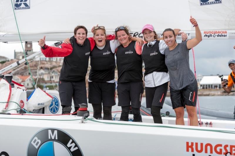 Pauline Courtois (on the right) and her team - Lysekil Women's Match 2018 photo copyright Dan Ljungsvik taken at  and featuring the Match Racing class