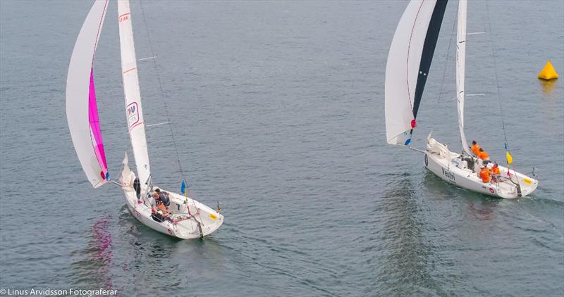 Berntsson Sailing Team won against Anna Östlings team Wings after an incredible finish on day 1 of the Midsummer Match Cup  photo copyright Linus Arvidsson taken at  and featuring the Match Racing class