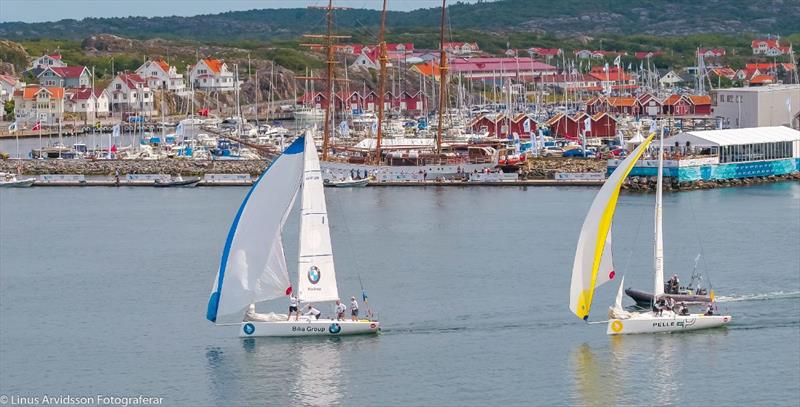 Ian Williams (GBR) and Team GAC Pindar beat Pauline Courtois and her Match in Pink by Normandie Elite Team in the Round Robin on day 1 of the Midsummer Match Cup  photo copyright Linus Arvidsson taken at  and featuring the Match Racing class