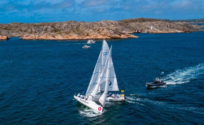 Crash between Ian Williams and Eric Monnin in the first race of the final in Skärhamn - Midsummer Match Cup 2019 - photo © Linus Arvidsson