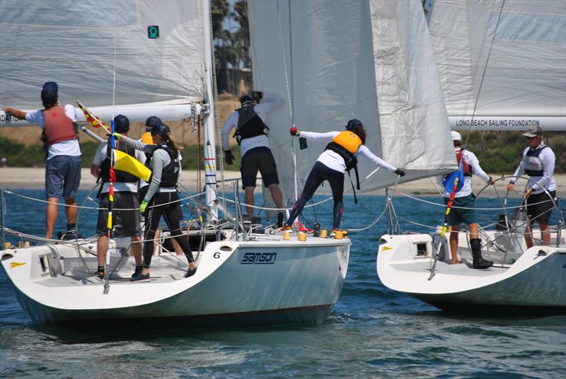 Trent Turigliatto, LBYC on the right, starts against Nesbitt in the 9th flight.  - 2019 US Sailing Match Racing Qualifier photo copyright Long Beach Yacht Club taken at Long Beach Yacht Club and featuring the Match Racing class