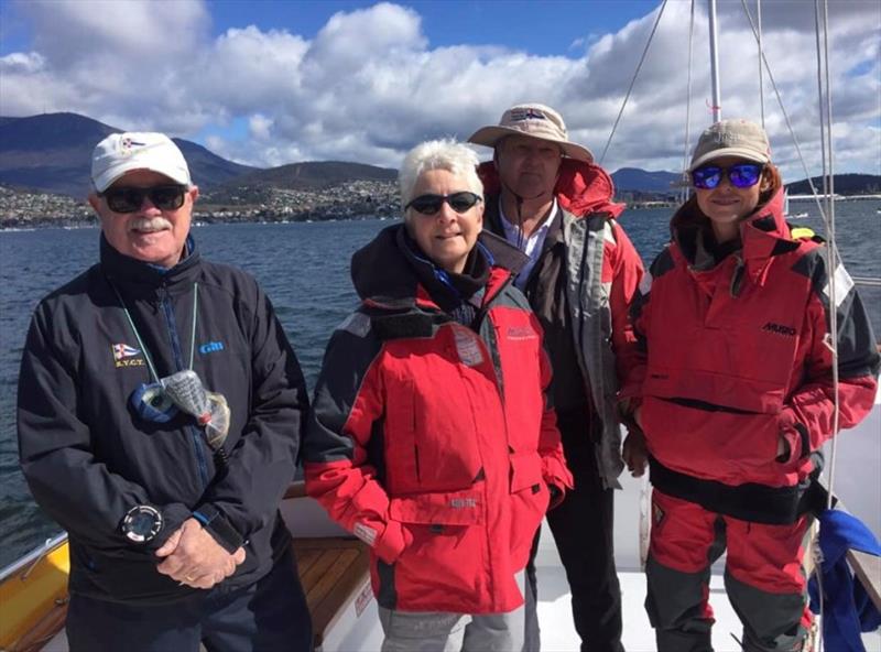 RYCT Race officer Nick Hutton and his team photo copyright Krissy Logan and Nick Hutton taken at Royal Yacht Club of Tasmania and featuring the Match Racing class