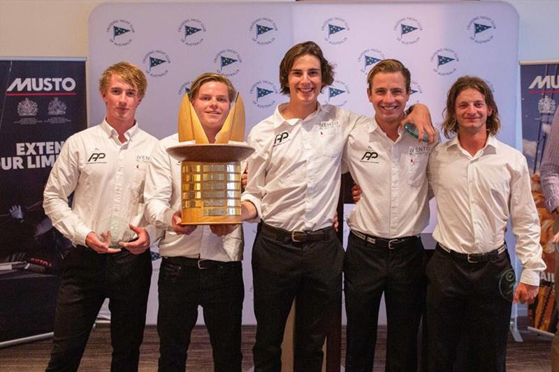 Jordan Stevenson and his team receiving the 'Joy Ride' Trophy -  Musto Youth International Match Racing Regatta 2019 - photo © CYCA / Hamish Hardy