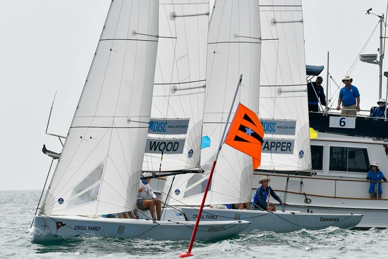 “Competitive start in 2019 “GovCup” with David Wood (USA) holding off Finn Tapper (AUS) in round robin match” photo copyright Tom Walker taken at Balboa Yacht Club and featuring the Match Racing class