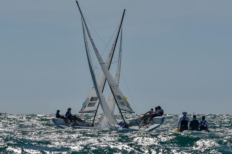 Governor's Cup 22s head upwind during Governor's Cup. The boats were designed specifically for the “GovCup” by Alan Andrews and first used in in the 50th Anniversary Regatta in 2016 photo copyright Tom Walker taken at Balboa Yacht Club and featuring the Match Racing class