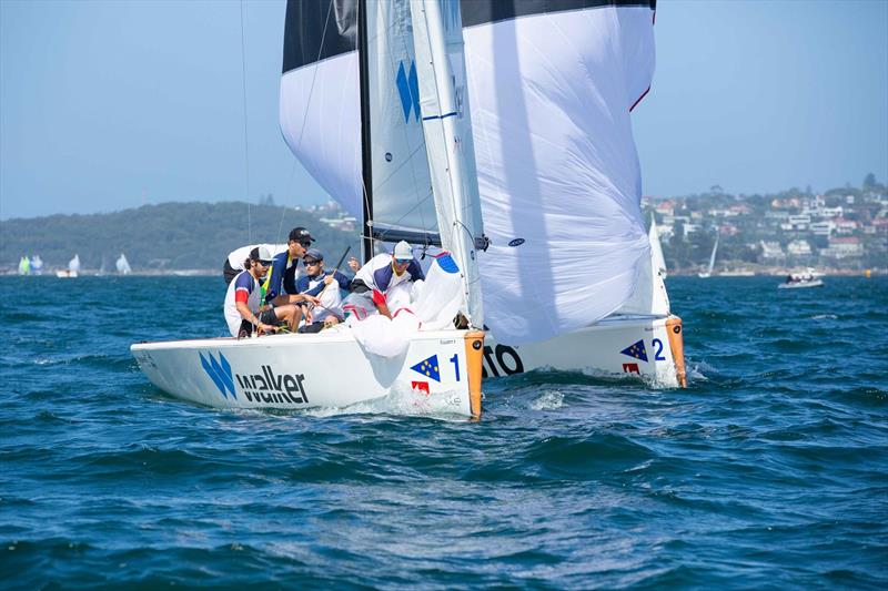 2nd place – DownUnder Racing lead Sail Racing Australia in the Finals - Bolle Australia Match Cup photo copyright Hamish Hardy taken at Cruising Yacht Club of Australia and featuring the Match Racing class