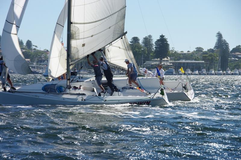 Boulden in a previous JESS Match Cup in front of RFBYC photo copyright Royal Freshwater Bay Yacht Club taken at Royal Freshwater Bay Yacht Club and featuring the Match Racing class