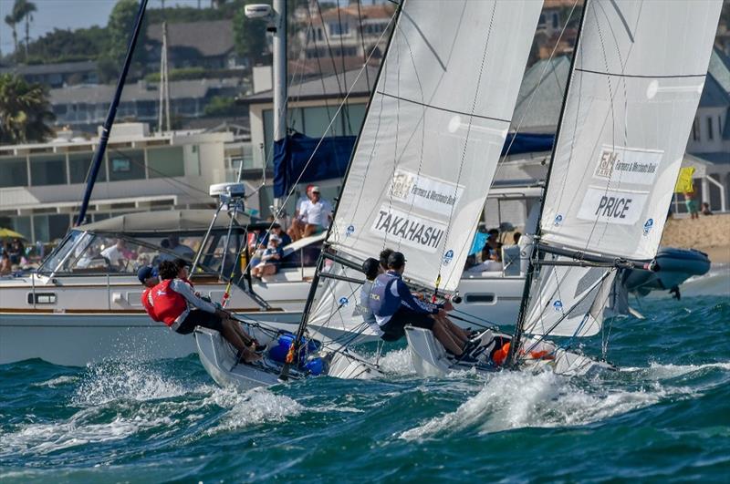 “Governor's Cup 22” sloops in action in 2018 between 3-time runner up Leo Takahashi and 2-time winner, Harry Price. The state-of-the-art Alan Andrews designed “GC22s” will be provided to each competitor and will be used two weeks later in Youth MR Worlds photo copyright Tom Walker taken at Balboa Yacht Club and featuring the Match Racing class