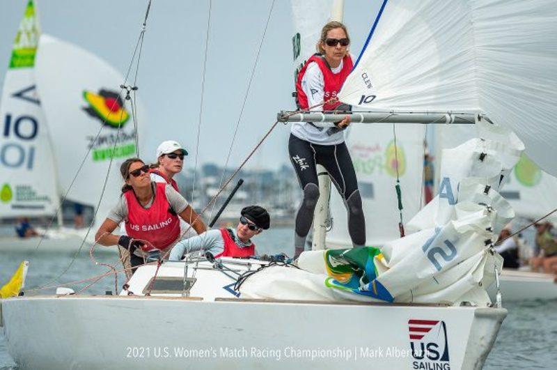 Nicole Breault, Molly Carapiet, Karen Loutzenheiser, and Julie Mitchell at 2021 U.S. Women's Match Racing Championship photo copyright Mark Albertazzi taken at San Diego Yacht Club and featuring the Match Racing class