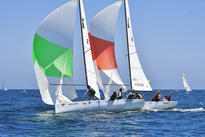 Morgan Pinckney leads ultimate winner Jeffrey Petersen during the round robin stage of the 2022 Governor's Cup. Both Petersen and Pinckney will be tough to beat this year photo copyright Tom Walker Photography taken at Balboa Yacht Club and featuring the Match Racing class