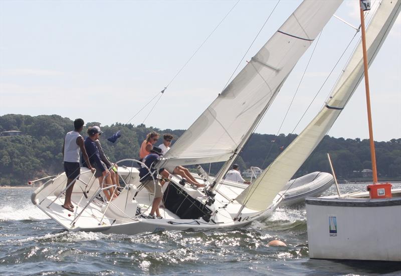 Cormac Murphy leading off the start line in the finals photo copyright Oakcliff Sailing taken at Oakcliff Sailing Center and featuring the Match Racing class