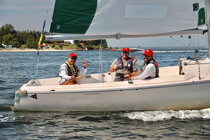 Winners of the Clagett-Oakcliff Julio Reguero Tony Pocklington and Andre Reguero photo copyright Nick White taken at Seawanhaka Corinthian Yacht Club and featuring the Match Racing class