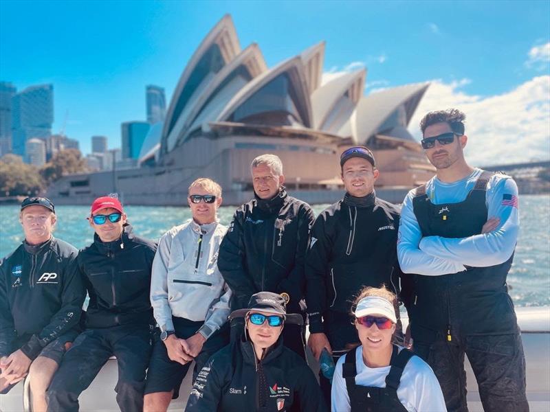 Quarter Finalists - Nick Egnot-Johnson (NZL), Jeppe Borch (DEN), Jean-Baptiste Bernaz (FRA), Mati Sepp (EST), Rocco Attili (ITA), Harry Price (AUS), Megan Thomson (NZL), Chris Poole (USA) on 2022 World Match Racing Tour Final in Sydney day 3 photo copyright Andrea Francolini / WMRT taken at Cruising Yacht Club of Australia and featuring the Match Racing class