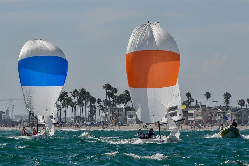 Downwind action on the Governor's Cup 22s in the strong breezes of the 2021 Governor's Cup photo copyright Tom Walker taken at Balboa Yacht Club and featuring the Match Racing class