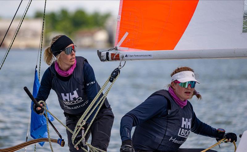 Anna Östling and Linnéa Wennegren (SWE/ Team WINGS at the 2023 Santa Maria Cup photo copyright Walter Cooper taken at Eastport Yacht Club and featuring the Match Racing class