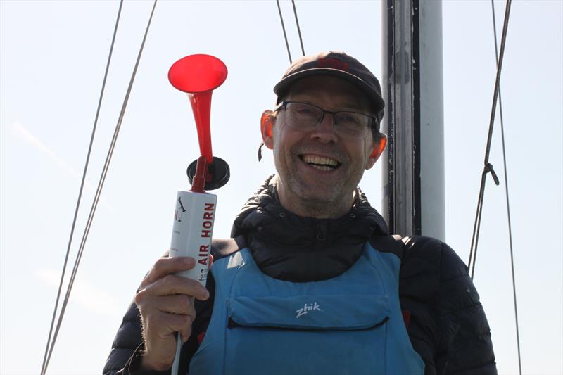 Race Officer Karl during the Minus 40 Match Racing photo copyright Stone Sailing Club taken at Stone Sailing Club and featuring the Match Racing class