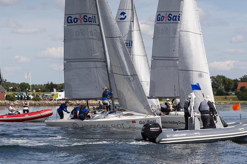 The moment Lea Richter Vogelius gets Celia Willison penalized for the second time in the pre-start - and at the same time makes the Kiwi start early at the 2023 Women's Match Racing World Championship - powered by Bunker One - photo © Mick Anderson