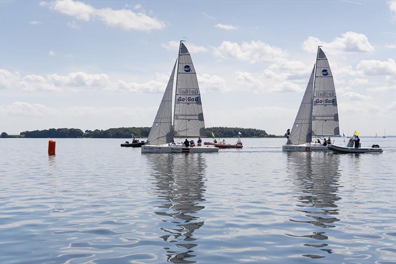 Strong current and almost no wind made it hard to get the finals done in time at the 2023 Women's Match Racing World Championship - powered by Bunker One photo copyright Mick Anderson taken at Middelfart Sailing Club and featuring the Match Racing class