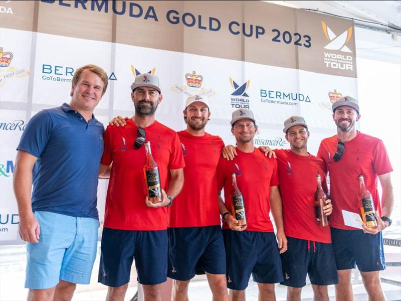 Bermuda Gold Cup 2023: Ambrose Gosling presenting second place to Stars Stripes USA (left to right Mike Buckley, Ian Liberty, Erik Shampain, Robby Bisi, Taylor Canfield/Skipper) - photo © Ian Roman / WMRT