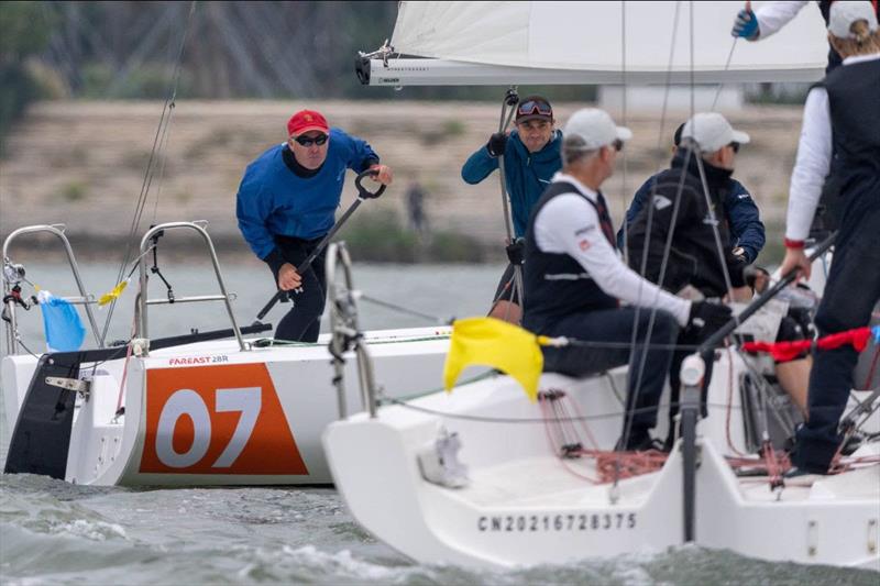 Ian Williams (GBR) Chinaone.Ningbo (crew Jon Gundersen, Richard Sydenham, and Gerrard Mitchell)  vs Gavin Brady (USA) True Blue Racing (crew Nick Blackman, Tom Powrie, Dave Swete) - 2023 World Match Racing Tour Final - photo © Ian Roman / WMRT