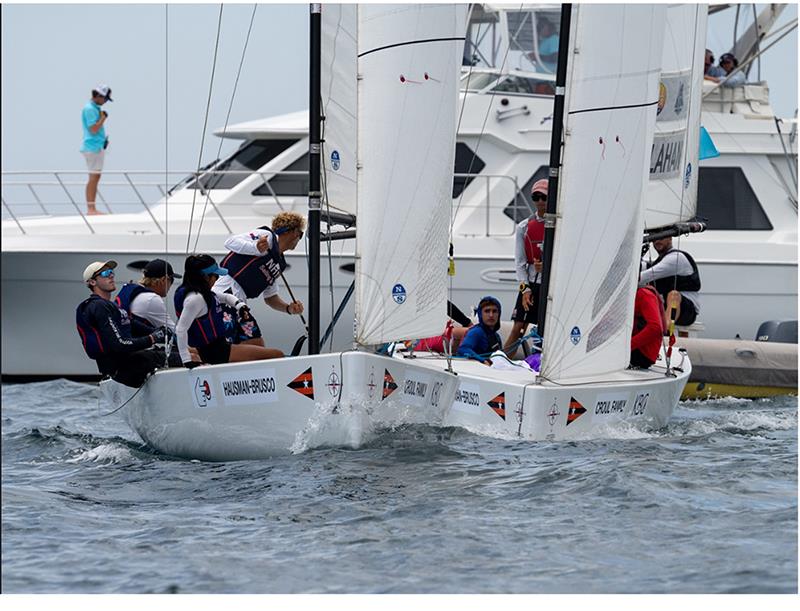 Morgan Pinckney (at left) in pre-start action against Justin Callahan in the 2023 Governor's Cup. Pinckney finished 3rd and Callahan. They hope to renew their rivalry in 2024 photo copyright Tom Walker taken at Balboa Yacht Club and featuring the Match Racing class