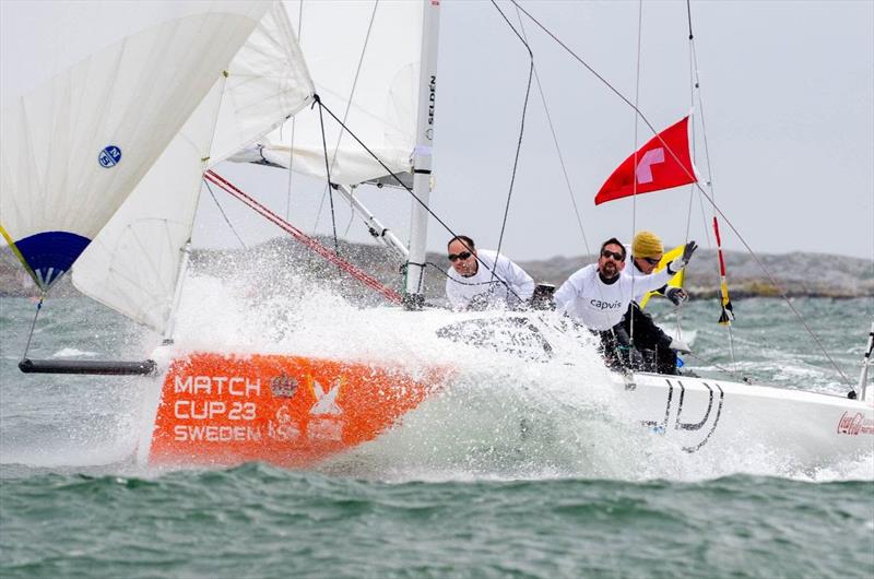 Capvis Swiss Match Race Team battling the breeze at the 2023 GKSS Match Cup Sweden, Marstrand photo copyright WMRT taken at  and featuring the Match Racing class