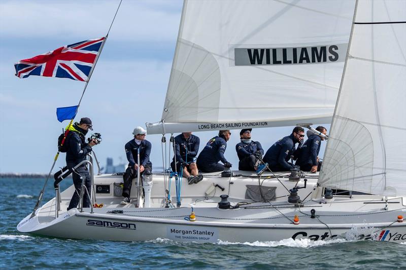 Ian Williams/GBR, Gladstone's Long Beach, with crew Richard Sydenham, Gerry Mitchell, Ricky McGarvie, Ted Hackney, Oisin Mcclelland - 2024 Congressional Cup photo copyright Ian Roman/WMRT taken at Long Beach Yacht Club and featuring the Match Racing class