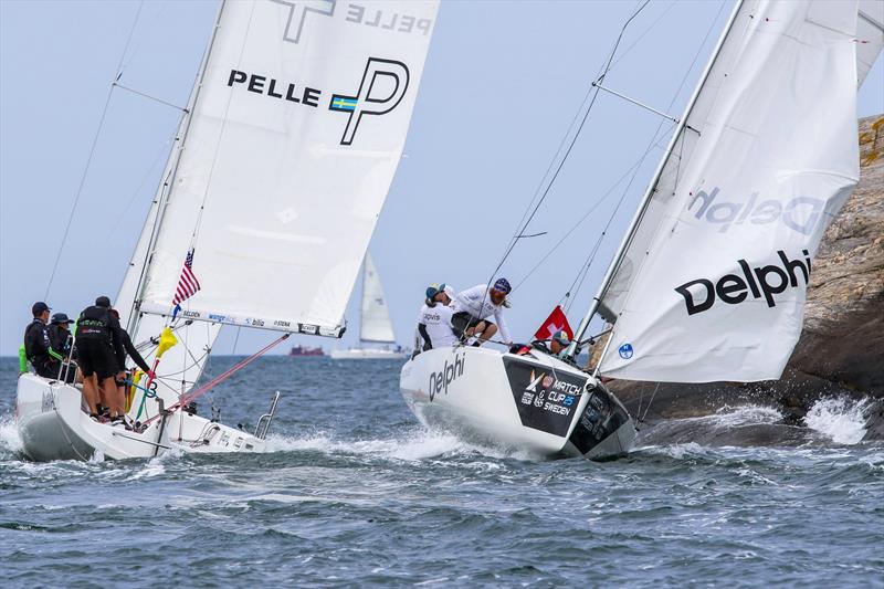 2025 GKSS Match Cup Sweden and Nordea Women's Trophy Day 3: USA's Chris Poole/ Riptide Racing and Switzerland's Eric Monnin/ Capvis Swiss Match Racing Team in a close duel against the Marstrand rocks - photo © WMRT