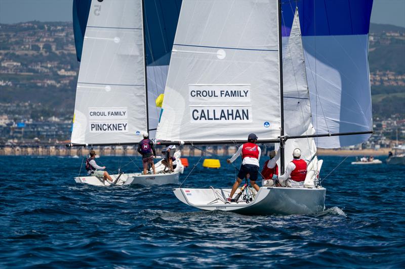 Skipper Morgan Pinckney (USA) with crew Cam Spriggs, Kelly Holthus and Alice Schmidt, Skipper Justin Callahan (USA) with crew Oliver Lloyd and Harrison Strom - 58th Governor's Cup International Youth Match Racing Championship Day 4 photo copyright Tom Walker taken at Balboa Yacht Club and featuring the Match Racing class
