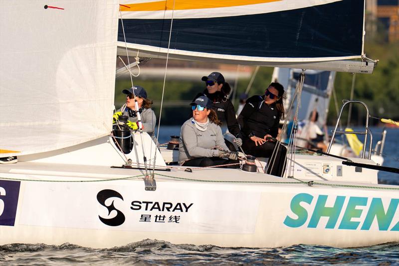 Pauline Courtois/FRA – Match in Pink by Normandy Elite. Crew Maëlenn LEMAITRE,  Louise ACKER, Sophie FAGUET, Laurane METTRAUX - 2025 World Match Racing Tour Final in Shenzhen, Day 3 - photo © Ian Roman / WMRT