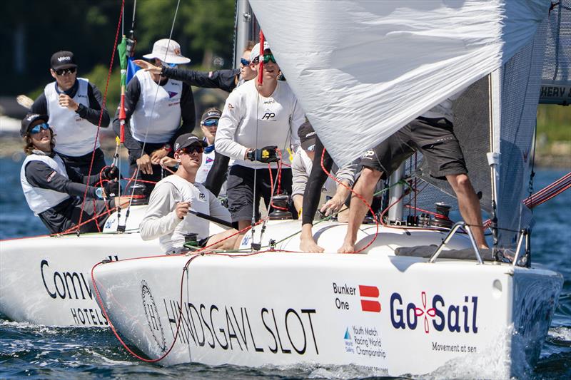Daniel Kemp (AUS, left) chasing Ethan Fong (NZL, right) in the round robin - Youth Match Racing Worlds 2026 day 2 - photo © Mick Anderson