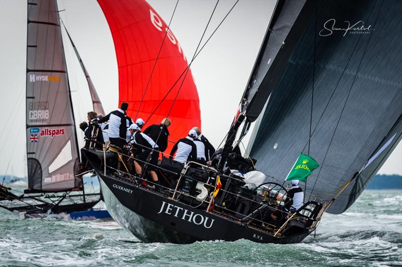 2019 Rolex Fastnet Race start photo copyright Sam Kurtul / www.worldofthelens.co.uk taken at Royal Ocean Racing Club and featuring the Maxi 72 Class class