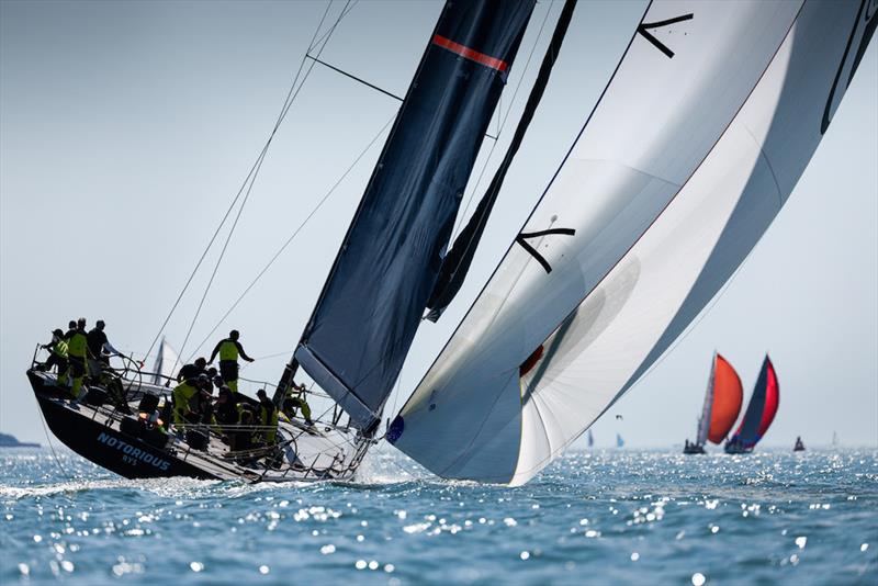 Peter Morton's Maxi 72 Notorious during the RORC Cowes – Dinard – St Malo Race photo copyright Paul Wyeth / RORC taken at Royal Ocean Racing Club and featuring the Maxi 72 Class class