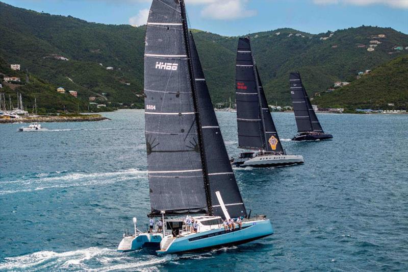 Nemo to weather of Allegra and Convexity² during BVI Spring Regatta & Sailing Festival photo copyright Alex Turnbull / Tidal Pulse Media taken at Royal BVI Yacht Club and featuring the Maxi Cat class