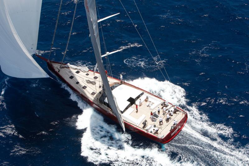 Nomad IV, Jean-Paul Riviere's Dolphin 100 finished the regatta in style, winning the last race at Antigua Sailing Week photo copyright Paul Wyeth / www.pwpictures.com taken at Antigua Yacht Club and featuring the Maxi class