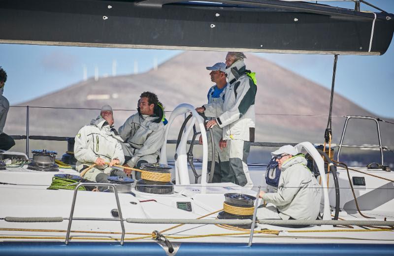 Mike Slade at the helm of Maxi Leopard 3 at the start of the RORC Transatlantic Race photo copyright RORC / James Mitchell taken at  and featuring the Maxi class