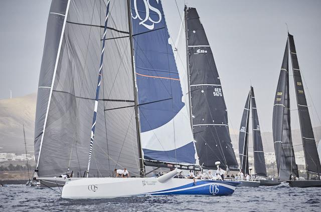 Ludde Ingvall's Australian Maxi CQS leads the fleet at the start of the 4th RORC Transatlantic Race photo copyright RORC / James Mitchell taken at  and featuring the Maxi class