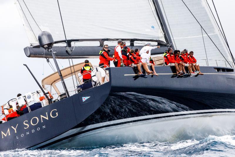 My Song, the largest yacht in the 2018 RORC Transatlantic Race arrives at the finish in Grenada - photo © RORC / Arthur Daniel