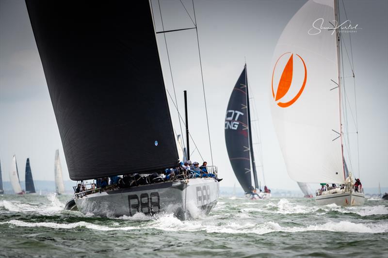 2019 Rolex Fastnet Race start photo copyright Sam Kurtul / www.worldofthelens.co.uk taken at Royal Ocean Racing Club and featuring the Maxi class