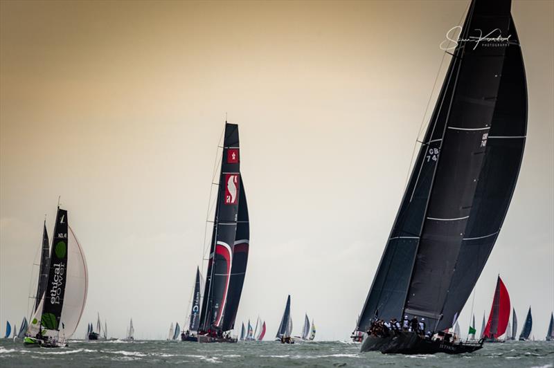 2019 Rolex Fastnet Race start photo copyright Sam Kurtul / www.worldofthelens.co.uk taken at Royal Ocean Racing Club and featuring the Maxi class