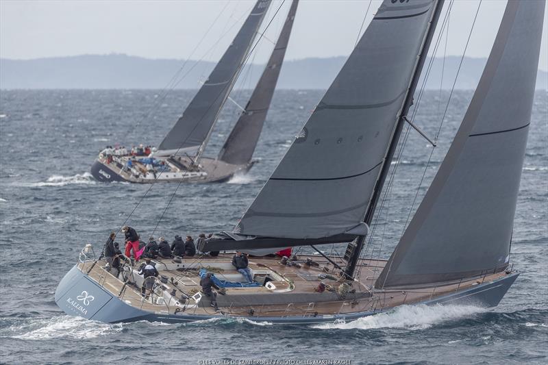 The Swan 82FD Kallima and the Swan 80 Umiko competing in IR1 during Les Voiles de Saint-Tropez photo copyright Gilles Martin-Raget taken at Société Nautique de Saint-Tropez and featuring the Maxi class