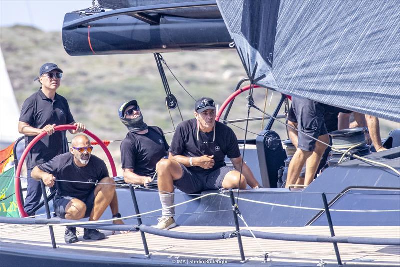 Terry Hui at the helm of Lyra on day 2 of the Maxi Yacht Rolex Cup photo copyright IMA / Studio Borlenghi taken at Yacht Club Costa Smeralda and featuring the Maxi class